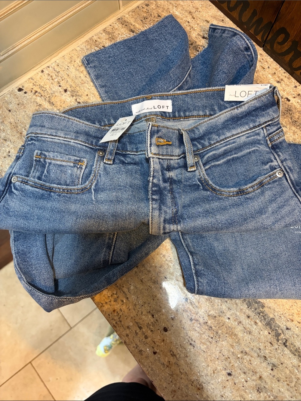 LOFT slim Straight-Leg Jeans in Classic Blue Denim